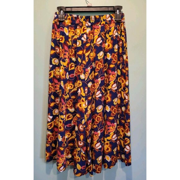 Modcloth Multicolor Floral Wide Leg Pull On Capri Pants Sz L - Picture 5 of 8